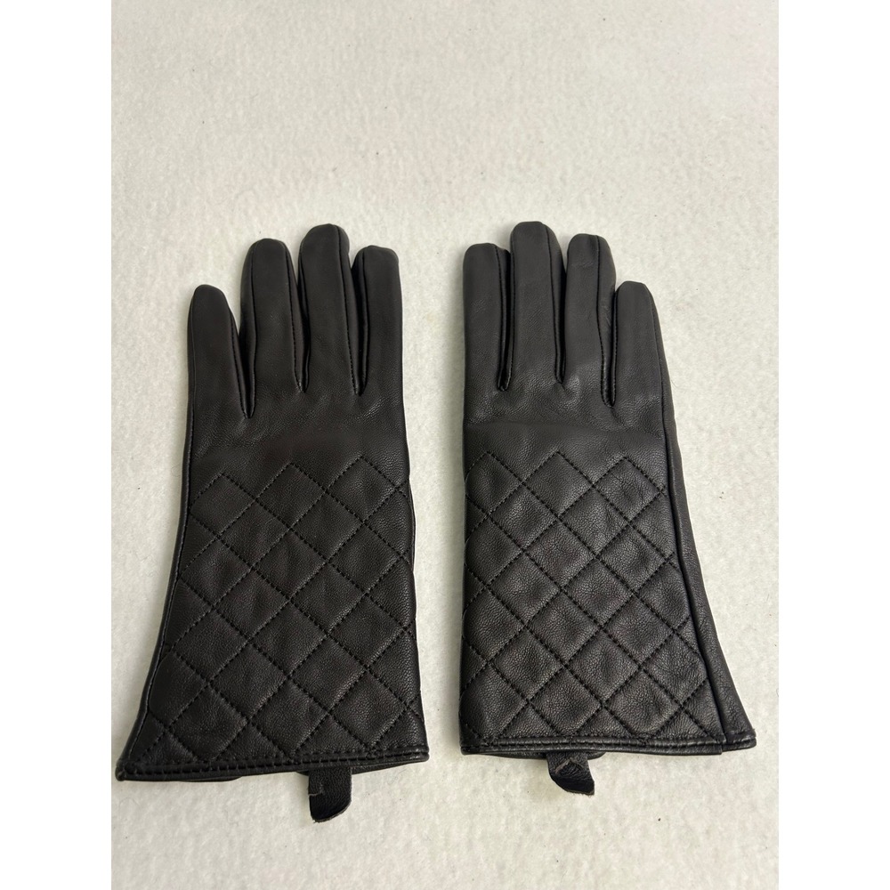 Elegant Quilted Women S-M Brown Genuine Leather Driving Gloves